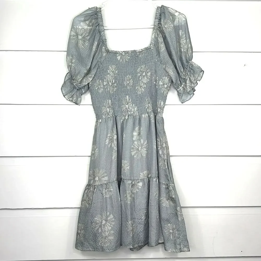 Madewell Size 100% Silk Lucie Smocked Mini Dress in Moody Blooms Size Medium - Picture 14 of 16